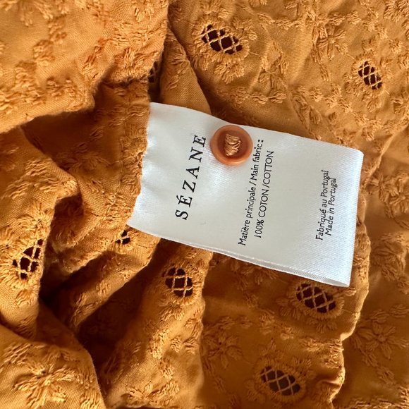 SOLD NWT Sézane Boby Blouse in Saffron Embroidered Eyelet Ruffle Top 34 US 2 - Picture 5 of 7